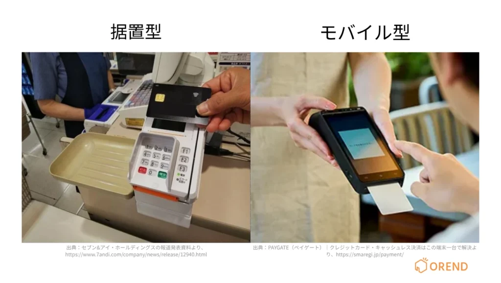キャッシュレス決済端末の設置方法の種類（据置型とモバイル型）