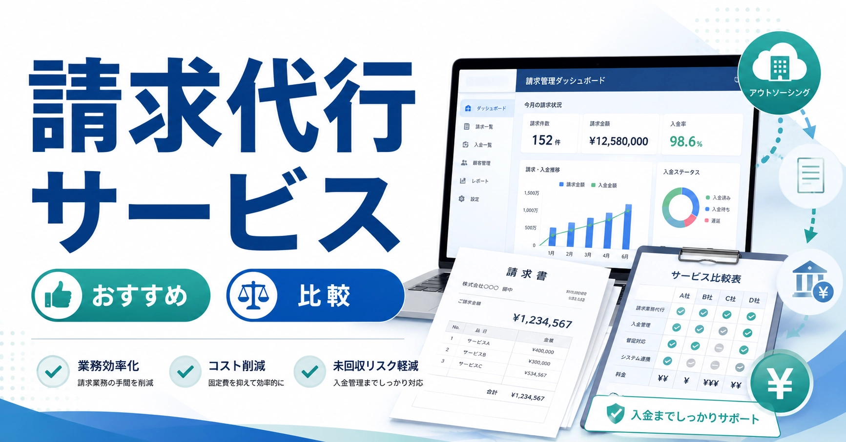 【最新】請求代行サービス10選比較！おすすめの選び方や機能を解説