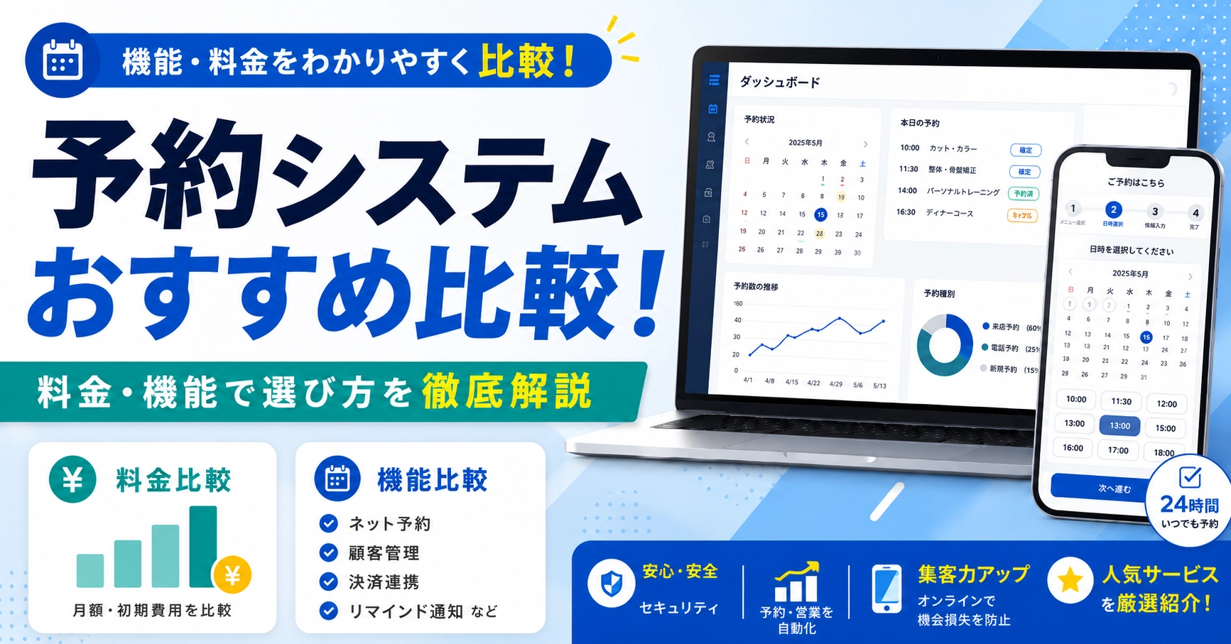 予約システムおすすめ比較14選！料金・機能・業種別に選び方を徹底解説