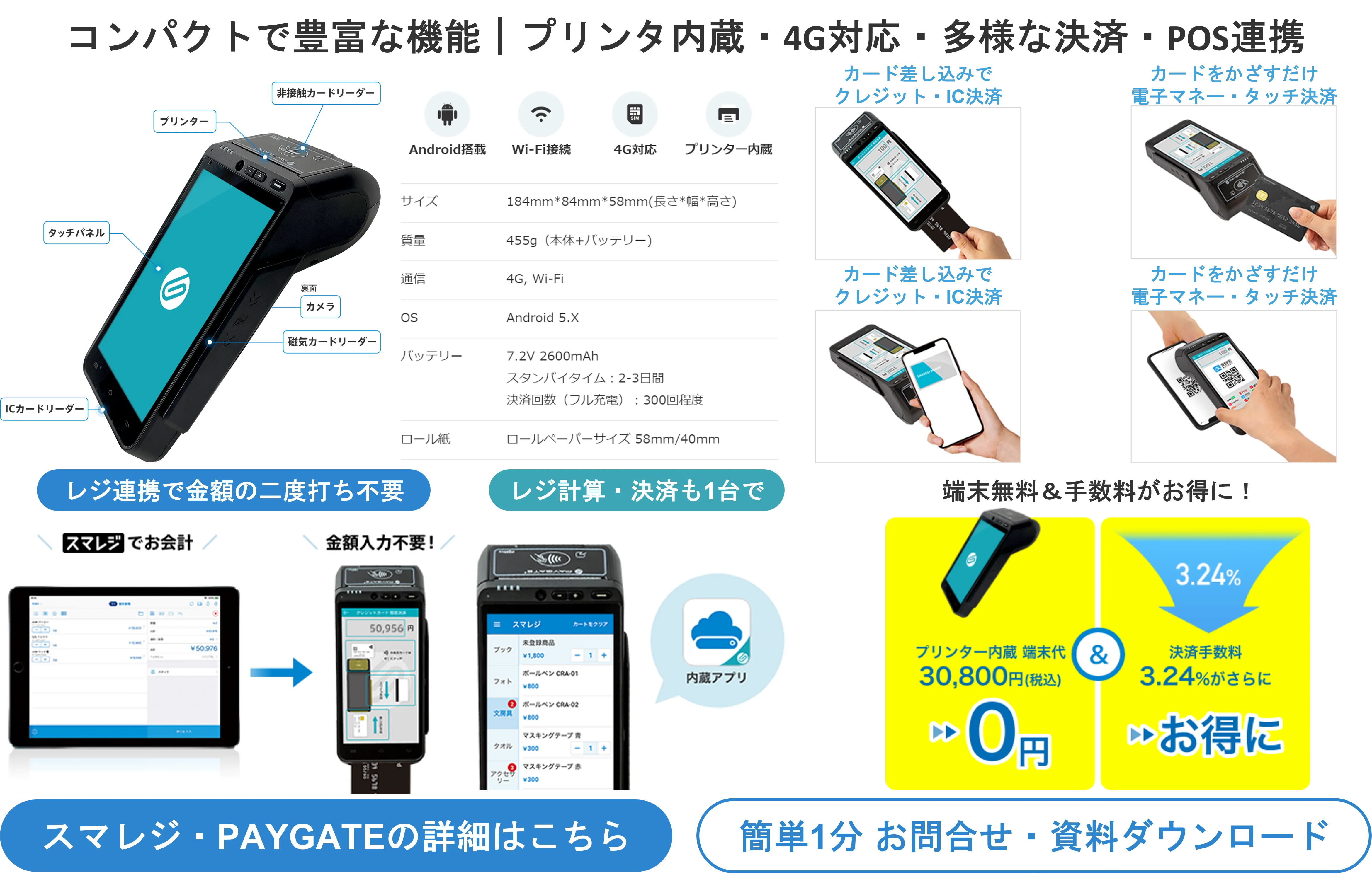 決済端末 スクエアターミナル Square PayPay 電子マネー - 店舗用品