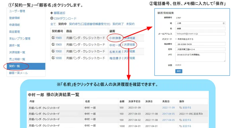 月額パンダ顧客登録情報管理