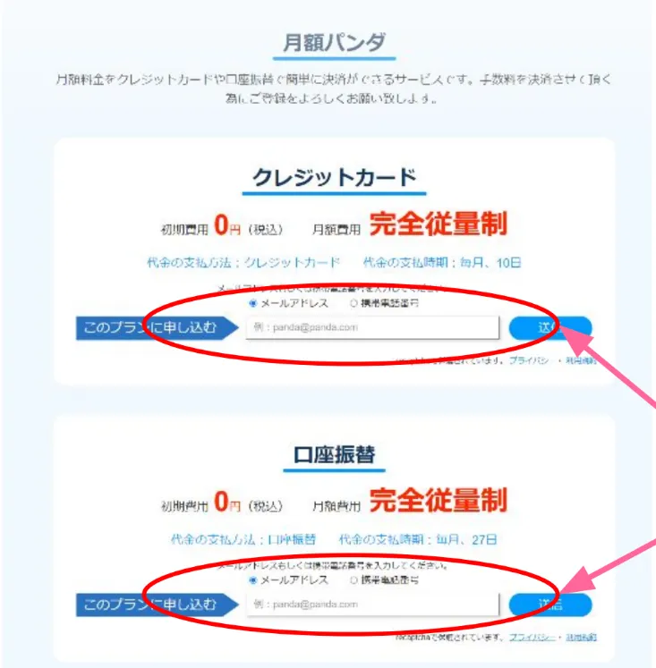 月額パンダお申込み方法