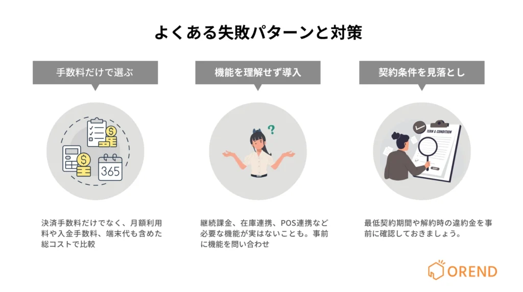 クレジットカードリーダーの導入で個人事業主がよくする失敗の図解